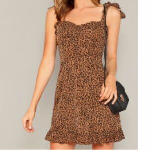 Cheetah print tie strap dress
